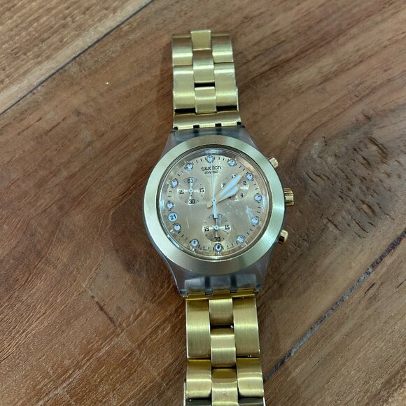 Rare Swatch Irony Diaphane Full-Blooded Chronograph SVCK4032G Unisex Watch